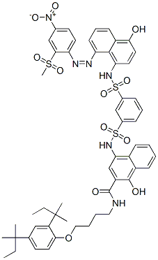CAS#: 63059-54-1, N-[4-[2,4-Bis(1,1-Dimethylpropyl)Phenoxy]Butyl]-1-Hydroxy-4-[[[3-[[[4-Hydroxy-8-[[2-(Methylsulphonyl)-4-Nitrophenyl]Azo]-1-Naphthyl]Amino]Sulphonyl]Phenyl]Sulphonyl]Amino]Naphthalene-2-Carboxamide