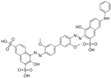 CAS#: 63216-84-2, 3-Hydroxy-4-[[4'-[[1-Hydroxy-6-(Phenylamino)-3-Sulpho-2-Naphthyl]Azo]-3,3'-Dimethoxy[1,1'-Biphenyl]-4-Yl]Azo]Naphthalene-2,7-Disulphonic Acid