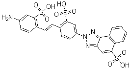 CAS 登录号：63216-86-4， 2-[4-[2-(4-氨基-2-磺基苯基)乙烯基]-3-磺基苯基]-2H-萘并[1,2-d]三唑-5-磺酸