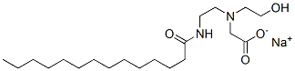 CAS 登录号：63556-21-8， N-(2-羟基乙基)-N-[2-[(1-氧代十四烷基)氨基]乙基]甘氨酸钠