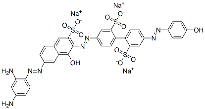 CAS 登录号：6360-43-6， 4-[[7-[(2,4-二氨基苯基)偶氮]-1-羟基-3-磺酸基-2-萘基]偶氮]-4'-[(4-羟基苯基)偶氮][1,1'-联苯]-2,2'-二磺酸三钠