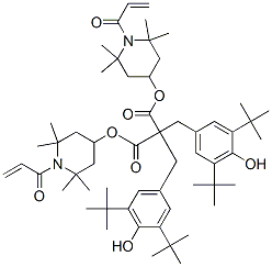 CAS 登录号：63941-39-9， 二[2,2,6,6-四甲基-1-(氧代烯丙基)-4-哌啶基] 二[[3,5-二(1,1-二甲基乙基)-4-羟基苯基]甲基]丙二酸酯