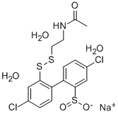CAS 登录号：63992-16-5， 2'-(2-乙酰氨基乙基二硫代)-4,4'-二氯-2-联苯亚磺酸钠三水合物