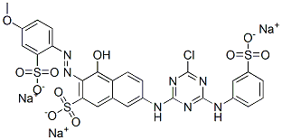 CAS 登录号：64181-81-3， 7-[[4-氯-6-[(3-磺酸基苯基)氨基]-1,3,5-三嗪-2-基]氨基]-4-羟基-3-[(4-甲氧基-2-磺酸基苯基)偶氮]萘-2-磺酸三钠