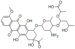 CAS#: 64253-72-1, (8S)-8-Acetyl-10alpha-[[3-Amino-4-O-[1-(1-Carboxyethoxy)-3-Hydroxybutyl]-2,3,6-Trideoxy-alpha-L-Lyxo-Hexopyranosyl]Oxy]-7,8,9,10-Tetrahydro-6,8,11-Trihydroxy-1-Methoxy-5,12-Naphthacenedione