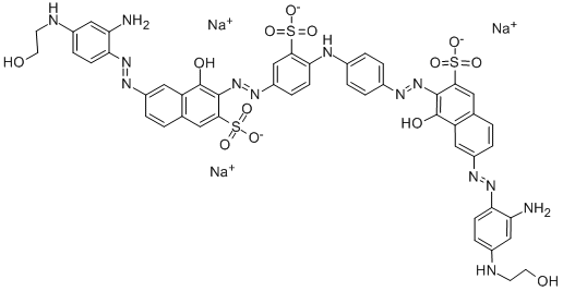 CAS#: 6428-38-2, 6-[[2-Amino-4-[(2-Hydroxyethyl)Amino]Phenyl]Azo]-3-[[4-[[4-[[7-[[2-Amino-4-[(2-Hydroxyethyl)Amino]Phenyl]Azo]-1-Hydroxy-3-Sulfo-2-Naphthalenyl]Azo]Phenyl]Amino]-3-Sulfophenyl]Azo]-4-Hydroxy-2-Naphthalenesulfonic Acid Trisodium Salt