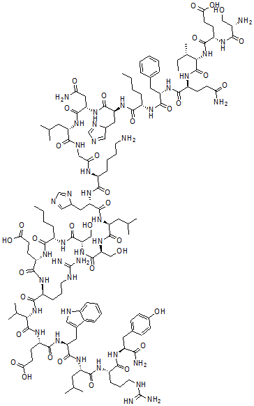 CAS#: 64297-16-1, L-Seryl-L-alpha-Glutamyl-L-Isoleucyl-L-Glutaminyl-L-Phenylalanyl-L-Norleucyl-L-Histidyl-L-Asparaginyl-L-Leucylglycyl-L-Lysyl-L-Histidyl-L-Leucyl-L-Seryl-L-Seryl-L-Norleucyl-L-alpha-Glutamyl-L-Arginyl-L-Valyl-L-alpha-Glutamyl-L-Tryptophyl-L-Leucyl-L-Arginyl-L-Tyrosinamide