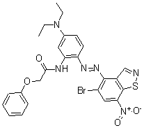 CAS 登录号：64611-94-5， N-[2-[(5-溴-7-硝基-1,2-苯并异噻唑-4-基)偶氮]-5-(二乙基氨基)苯基]-2-苯氧基-乙酰胺