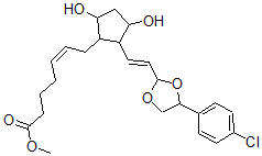 CAS 登录号：66176-10-1， (Z)-7-[(1R)-2beta-[(E)-2-[2-(4-氯苯基)-1,3-二氧戊环-2-基]乙烯基]-3alpha,5alpha-二羟基环戊烷-1alpha-基]-5-庚烯酸甲酯