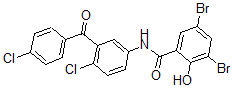 CAS 登录号：67358-44-5， 3,5-二溴-N-[4-氯-3-(4-氯苯甲酰基)苯基]-2-羟基苯甲酰胺