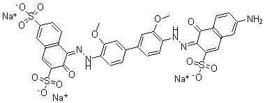 CAS#: 68084-22-0, 4-[2-[4'-[2-(6-Amino-1-Hydroxy-3-Sulfo-2-Naphthalenyl)Diazenyl]-3,3'-Dimethoxy[1,1'-Biphenyl]-4-Yl]Diazenyl]-3-Hydroxy-2,7-Naphthalenedisulfonicacid Sodium Salt (1:3)