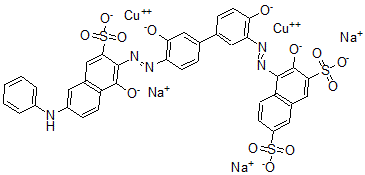 CAS 登录号：68140-37-4， 4-[[5-[4-[(6-苯胺基-1-氧代-3-磺酸萘-2-基)偶氮]-3-氧代苯基]-2-氧代苯基]偶氮]-3-氧代萘-2,7-二磺酸二铜三钠盐