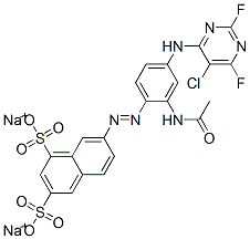 CAS 登录号：68155-62-4， 7-[[2-(乙酰氨基)-4-[(5-氯-2,6-二氟-4-嘧啶基)氨基]苯基]偶氮]萘-1,3-二磺酸二钠