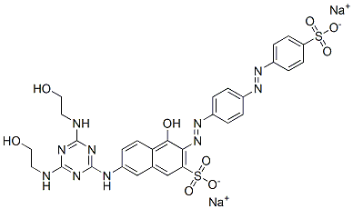 CAS 登录号：68201-95-6， 7-[[4,6-二[(2-羟基乙基)氨基]-1,3,5-三嗪-2-基]氨基]-4-羟基-3-[[4-[(4-磺酸基苯基)偶氮]苯基]偶氮]萘-2-磺酸二钠