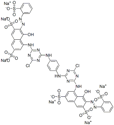 CAS#: 68214-04-0, Hexasodium 4,4'-[1,4-Phenylenebis[Imino(6-Chloro-1,3,5-Triazine-4,2-Diyl)Imino]]Bis[5-Hydroxy-6-[(2-Sulphonatophenyl)Azo]Naphthalene-2,7-Disulphonate]
