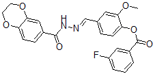 CAS 登录号：6828-30-4， [4-[(7,10-二氧杂双环[4.4.0]癸-2,4,11-三烯-3-羰基异二氮烯)甲基]-2-甲氧基-苯基] 3-氟苯甲酸酯