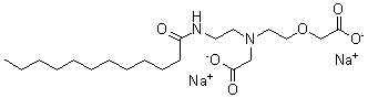 CAS 登录号：68298-20-4， N-[2-(羧基甲氧基)乙基]-N-[2-[(1-氧代十二烷基)氨基]乙基]-甘氨酸钠(1:2)