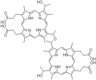 CAS 登录号：68335-15-9， 3-[12-(1-{1-[13,17-二(2-羧基乙基)-7-(1-羟基乙基)-3,8,12,18-四甲基-2-卟啉基]乙氧基}乙基)-18-(2-羧基乙基)-7-(1-羟基乙基)-3,8,13,17-四甲基-2-卟啉基]丙酸