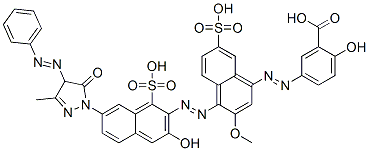 CAS#: 68400-30-6, 5-[[4-[[7-[4,5-Dihydro-3-Methyl-5-Oxo-4-(Phenylazo)-1H-Pyrazol-1-Yl]-3-Hydroxy-1-Sulpho-2-Naphthyl]Azo]-3-Methoxy-7-Sulpho-1-Naphthyl]Azo]Salicylic Acid