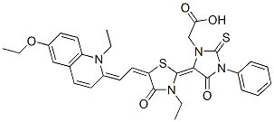 CAS#: 68758-87-2, 5-[5-[(6-Ethoxy-1-Ethyl-1H-Quinolin-2-Ylidene)Ethylidene]-3-Ethyl-4-Oxothiazolidin-2-Ylidene]-4-Oxo-3-Phenyl-2-Thioxoimidazolidine-1-Acetic Acid
