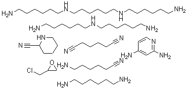 CAS 登录号：68784-97-4， 己烷二腈与 6-氨基己腈, N-(6-氨基己基)-1,6-己烷二胺, N,N'-二(6-氨基己基)-1,6-己烷二胺, (氯甲基)环氧乙烷, 1,6-己烷二胺, 2-哌啶甲腈和 2,4-吡啶二胺聚合物