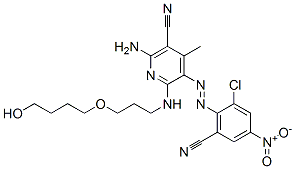 CAS 登录号：68877-62-3， 2-氨基-5-[(2-氯-6-氰基-4-硝基苯基)偶氮]-6-[[3-(4-羟基丁氧基)丙基]氨基]-4-甲基烟腈