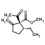 CAS 登录号：688799-56-6， 甲基(1R,2R)-1-乙酰基-2-乙基-5-亚甲基环戊烷羧酸酯