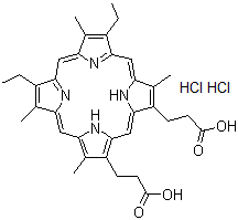 CAS#: 68938-72-7, 7,12-Diethyl-3,8,13,17-Tetramethyl-21H,23H-Porphine-2,18-Dipropanoicacid Hydrochloride (1:2)