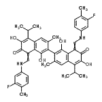 CAS#: 6945-73-9, 8,8'-Bis{[(3-Fluoro-4-Methylphenyl)Amino]Methylene}-1,1',6,6'-Tetrahydroxy-5,5'-Diisopropyl-3,3'-Dimethyl-2,2'-Binaphthalene-7,7'(8H,8'H)-Dione