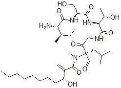 CAS#: 69639-47-0, (3R)-N-[(3R)-1-[[(2S,3S)-2-[[(2S)-2-[[(2S,3R)-2-Amino-3-methylpentanoyl]amino]-3-hydroxypropanoyl]amino]-3-hydroxybutanoyl]amino]-3-formyl-5-methyl-2-oxohexan-3-yl]-3-hydroxy-N-methyl-2-methylideneundecanamide
