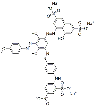CAS 登录号：70210-23-0， 4-[[2,4-二羟基-3-[(4-甲氧基苯基)偶氮]-5-[[4-[(4-硝基-2-磺酸基苯基)氨基]苯基]偶氮]苯基]偶氮]-5-羟基萘-2,7-二磺酸三钠