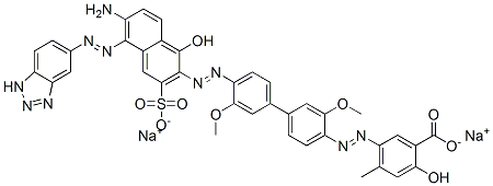 CAS#: 70210-28-5, 5-[[4'-[[6-Amino-5-(1H-Benzotriazol-5-Ylazo)-1-Hydroxy-3-Sulfo-2-Naphthalenyl ]Azo]-3,3'-Dimethoxy[1,1'-Biphenyl]-4-Yl]Azo]-2-Hydroxy-4-Methyl-Benzoic Acid Disodium Salt