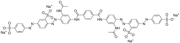 CAS 登录号：70210-30-9， 四钠2,2'-[1,4-亚苯基二[羰基亚氨基[2-乙酰氨基-4,1-亚苯基]偶氮]]二[5-[(4-磺酸基苯基)偶氮]苯磺酸盐]