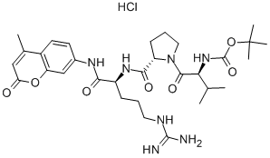 CAS 登录号：70375-24-5， N-[(1,1-二甲基乙氧基)羰基]-L-缬氨酰-L-脯氨酰-N-(4-甲基-2-氧代-2H-1-苯并吡喃-7-基)-L-精氨酰胺单盐酸盐