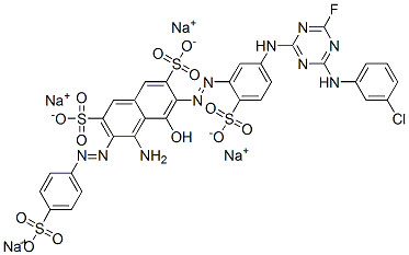 CAS#: 70528-89-1, Tetrasodium 4-Amino-6-[[5-[[4-[(3-Chlorophenyl)Amino]-6-Fluoro-1,3,5-Triazin-2-Yl]Amino]-2-Sulphonatophenyl]Azo]-5-Hydroxy-3-[(4-Sulphonatophenyl)Azo]Naphthalene-2,7-Disulphonate