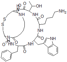 CAS 登录号：70706-79-5， 环(氨基庚酸-环(半胱氨酰-苯丙氨酰-D-色氨酰-赖氨酰-苏氨酰-半胱氨酰))
