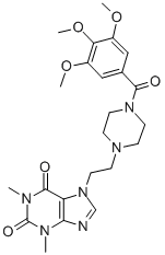 CAS 登录号：70919-91-4， 3,7-二氢-1,3-二甲基-7-(2-(4-(3,4,5-三甲氧基苯甲酰基)-1-哌嗪基)乙基)-1H-嘌呤-2,6-二酮