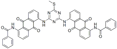 CAS 登录号：71459-28-4， N,N'-[[6-(甲硫基)-1,3,5-三嗪-2,4-二基]二[亚氨基(9,10-二氢-9,10-二氧代蒽-5,1-二基)]]二(苯甲酰胺)