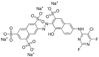 CAS#: 71720-91-7, Tetrasodium 7-[[6-[(5-Chloro-2,6-Difluoro-4-Pyrimidinyl)Amino]-1-Hydroxy-3-Sulphonato-2-Naphthyl]Azo]Naphthalene-1,3,6-Trisulphonate