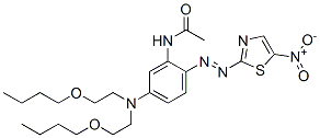 CAS 登录号：72010-87-8， N-[5-(二(2-丁氧乙基)氨基)-2-[(5-硝基-1,3-噻唑-2-基)偶氮]苯基]乙酰胺