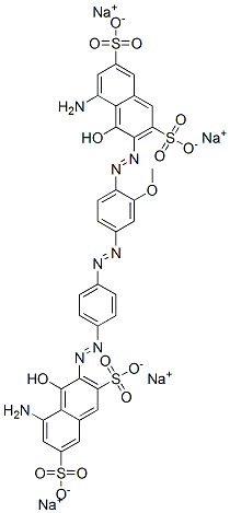 CAS 登录号：72017-91-5， (3E)-5-氨基-3-[[4-[4-[(2Z)-2-(8-氨基-1-氧代-3,6-二磺酸萘-2-亚基)肼基]苯基]偶氮-2-甲氧基苯基]亚肼基]-4-氧代萘-2,7-二磺酸四钠