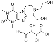 CAS#: 72061-62-2, 7-(2-(Bis(2-Hydroxyethyl)Amino)Ethyl)-3,7-Dihydro -1,3-Dimethyl-1H-Purine-2,6-Dione (R-(R*,R*))-2,3-Dihydroxybutanedioate (1:1) (Salt)