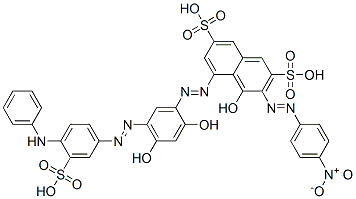 CAS 登录号：72138-99-9， (3Z)-5-[[(3Z)-6-羟基-4-氧代-3-[[4-(苯基氨基)-3-磺基苯基]亚肼基]-1-环己-1,5-二烯基]偶氮]-3-[(4-硝基苯基)亚肼基]-4-氧代萘-2,7-二磺酸