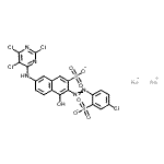 CAS 登录号：72139-18-5， 二钠3-[(4-氯-2-磺酸苯基)偶氮]-4-羟基-7-[(2,5,6-三氯-4-嘧啶基)氨基]-2-萘磺酸酯