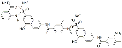CAS 登录号：72152-52-4， 三钠2-[(2Z)-2-[6-[[4-[(2Z)-2-[6-[(3-氨基-4-甲基苯甲酰)氨基]-1-氧代-3-磺酸萘-2-亚基]肼基]-3-甲基苯甲酰]氨基]-1-氧代-3-磺酸萘-2-亚基]肼基]苯甲酸盐