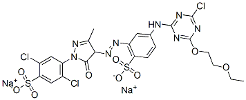 CAS#: 72214-19-8, Disodium 2,5-Dichloro-4-[4-[[3-[[4-Chloro-6-(2-Ethoxyethoxy)-1,3,5-Triazin-2-Yl]Amino]-6-Sulphonatophenyl]Azo]-4,5-Dihydro-3-Methyl-5-Oxo-1H-Pyrazol-1-Yl]Benzenesulphonate