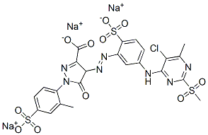 CAS#: 72639-25-9, Trisodium 4-[5-[(5-Chloro-6-Methyl-2-Methylsulfonylpyrimidin-4-Yl)Amino]-2-Sulfonatophenyl]Diazenyl-1-(2-Methyl-4-Sulfonatophenyl)-5-Oxo-4H-Pyrazole-3-Carboxylate