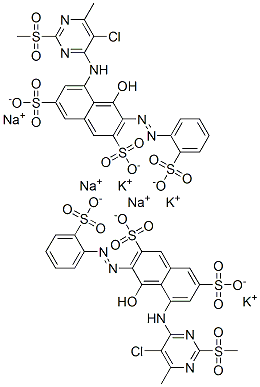 CAS#: 72639-36-2, Dipotassium Sodium (3Z)-5-[(5-Chloro-6-Methyl-2-Methylsulfonylpyrimidin-4-Yl)Amino]-4-Oxo-3-[(2-Sulfonatophenyl)Hydrazinylidene]Naphthalene-2,7-Disulfonate