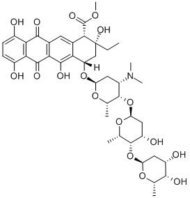 CAS#: 72657-06-8, Methyl 4-[5-[5-(4,5-Dihydroxy-6-Methyloxan-2-Yl)Oxy-4-Hydroxy-6-Methyloxan-2-Yl]Oxy-4-Dimethylamino-6-Methyloxan-2-Yl]Oxy-2-Ethyl-2,5,7,10-Tetrahydroxy-6,11-Dioxo-3,4-Dihydro-1H-Tetracene-1-Carboxylate
