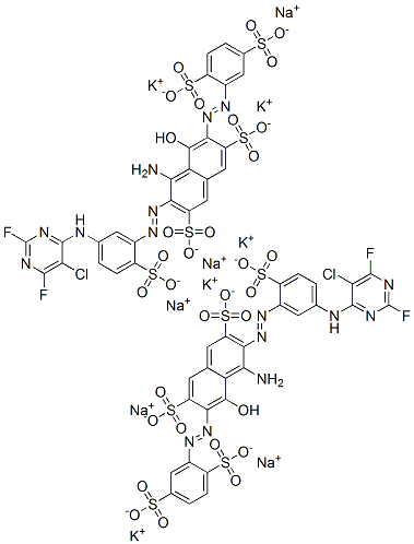 CAS#: 72828-70-7, Dipotassium Trisodium (6Z)-4-Amino-3-[5-[(5-Chloro-2,6-Difluoropyrimidin-4-Yl)Amino]-2-Sulfonatophenyl]Diazenyl-6-[(2,5-Disulfonatophenyl)Hydrazinylidene]-5-Oxonaphthalene-2,7-Disulfonate